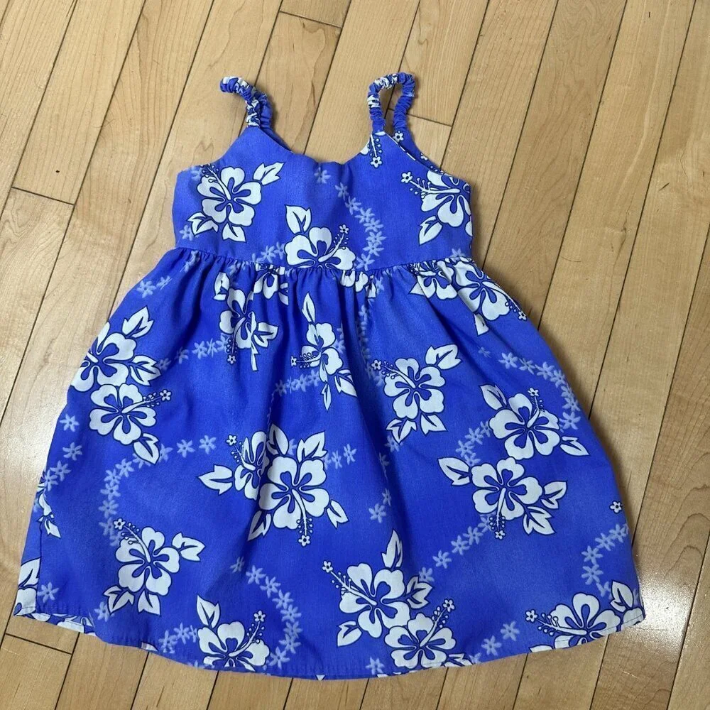 Vintage Classic Hawaiian Floral Purple Baby Dress Size 1-2